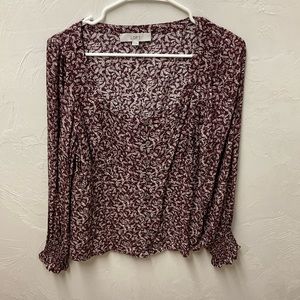 Loft Fall Floral Blouse with Button Down Front